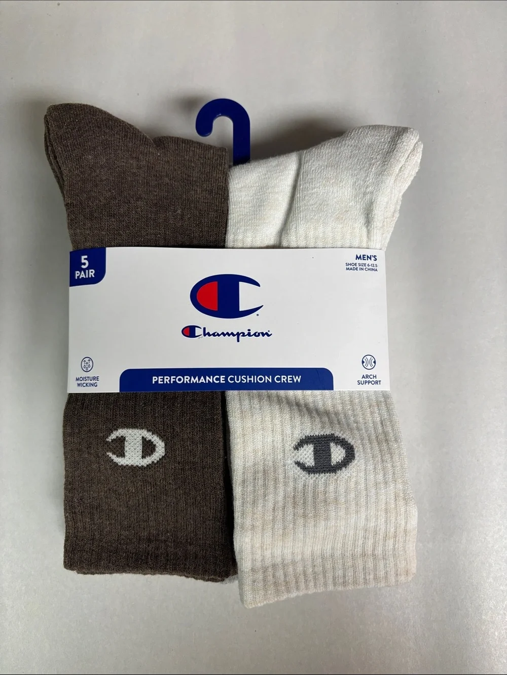 New Champion Socks Men’s 5 Pair Performance Crew Sock Athletic Casual Activewear
